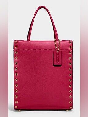COACH 💎 MINI CASHIN TOTE w/Crystal Rivets ('22) Hyacinth Glove Leather 💎 NWT
